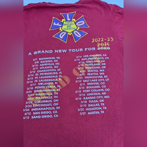 They Might Be Giants Rescheduled 2020 FLOOD Vintage Concert Tee Shirt Small - Picture 4 of 6